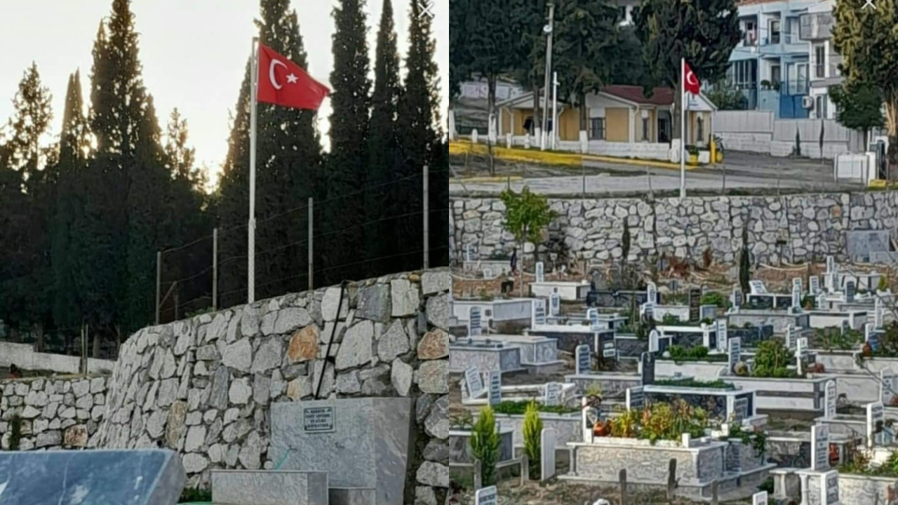 Milas Şehir Mezarlığında Şehitlere Saygı Bayrağı Dalgalanıyor Milas Belediyesi, asri mezarlıkta yaşanan doluluk sorunu nedeniyle 2005 yılında