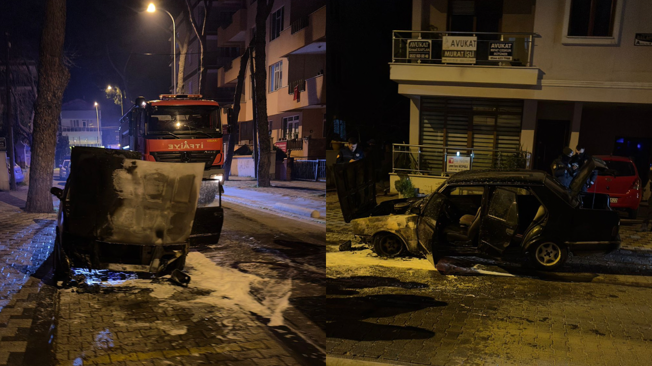 Muğla’nın Milas ilçesinde bir otomobil alev alev yandı.
