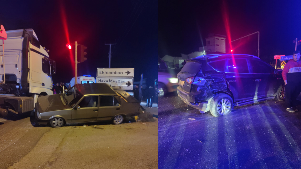 Muğla'nın Milas ilçesinde, Ekinambarı Kavşağı'nda üç aracın karıştığı trafik kazası