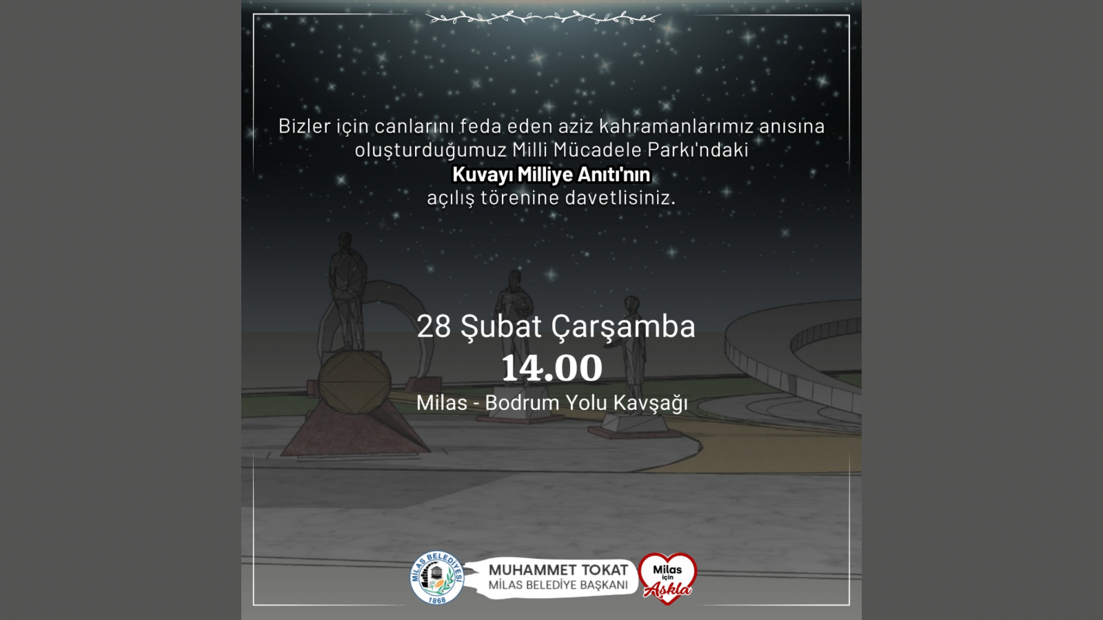 Milas Belediyesi, Milas Şehitleri ve Kuvayı Milliye Anıtı Projesi'ni tamamladı. 