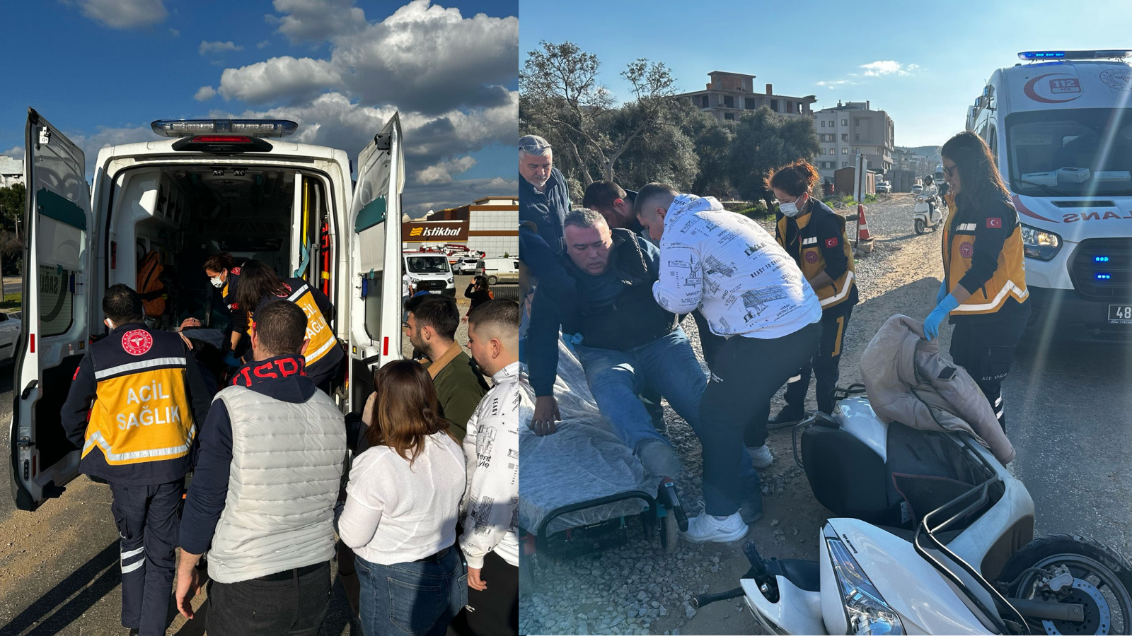 Muğla'nın Milas ilçesi 23 Nisan bulvarı üzerinde Otomobil ile motosiklet