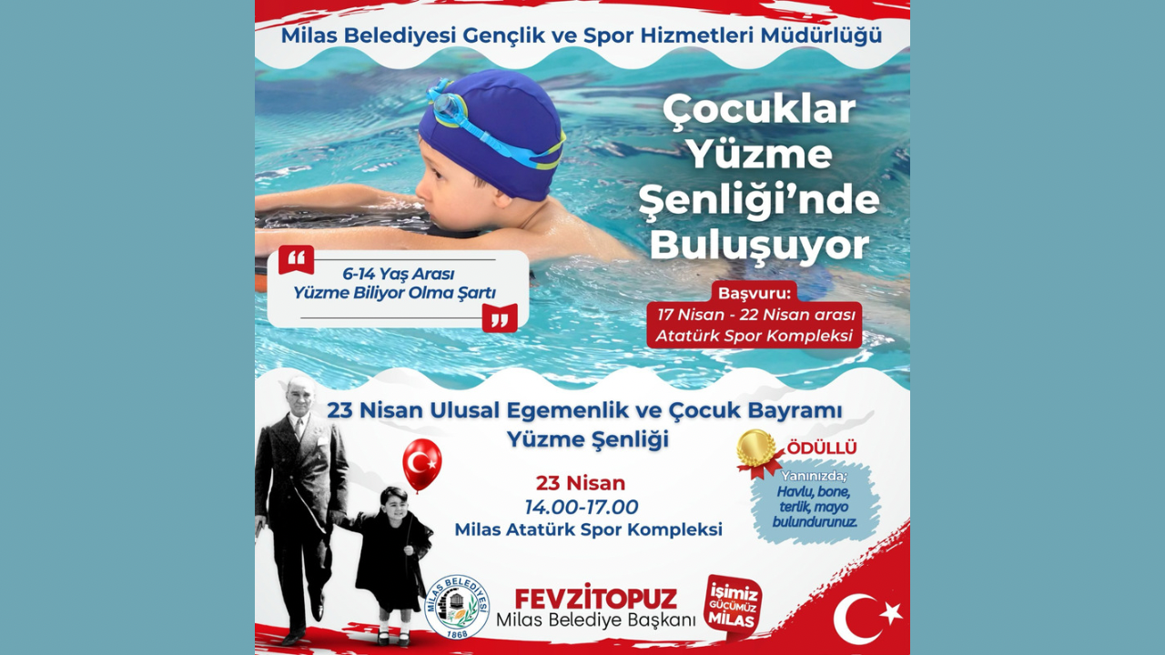 23 Nisan’da farklı aktiviteleri çocuklarla buluşturacak olan Milas Belediyesi, Atatürk