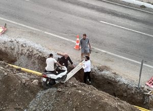 Muğla’nın Milas ilçesi 23 Nisan Bulvarı üzerinde devam eden doğalgaz