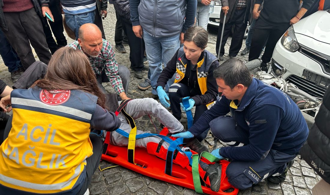 Milas Salı Pazarı mevkiinde meydana gelen trafik kazasında, otomobil ile