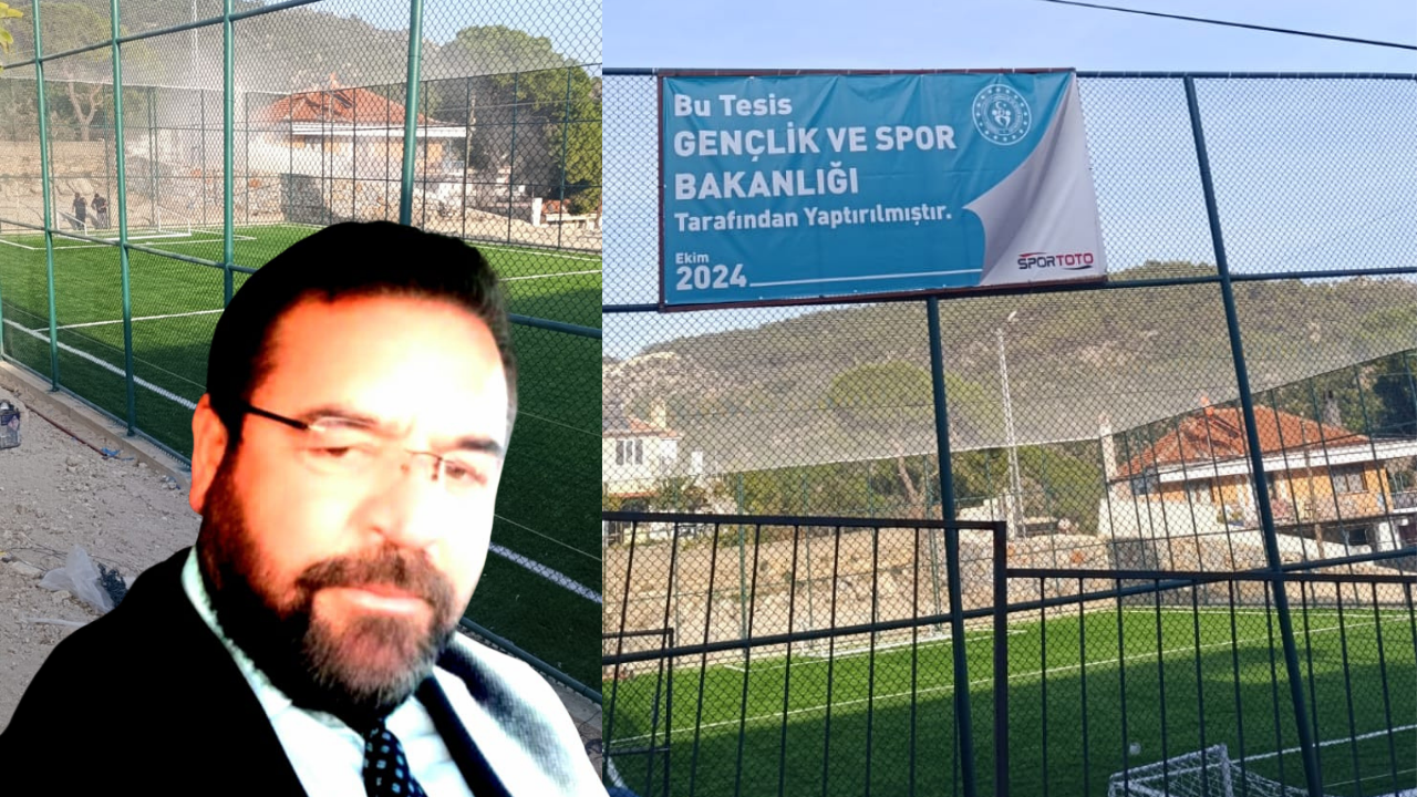 Milas’a bağlı İkiztaş Mahallesi’nde bulunan futbol sahasının kapısının kilitli olması