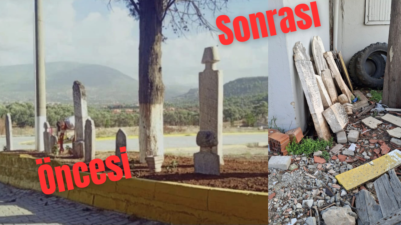 Milas Mezarlığı'nda geçmiş yıllarda sergilenmek üzere toplanan tarihi mezar taşlarının,