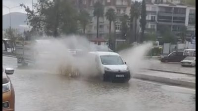 Milas’ta etkili olan sağanak yağışın ardından, ilçenin belirli bölgelerinde yine