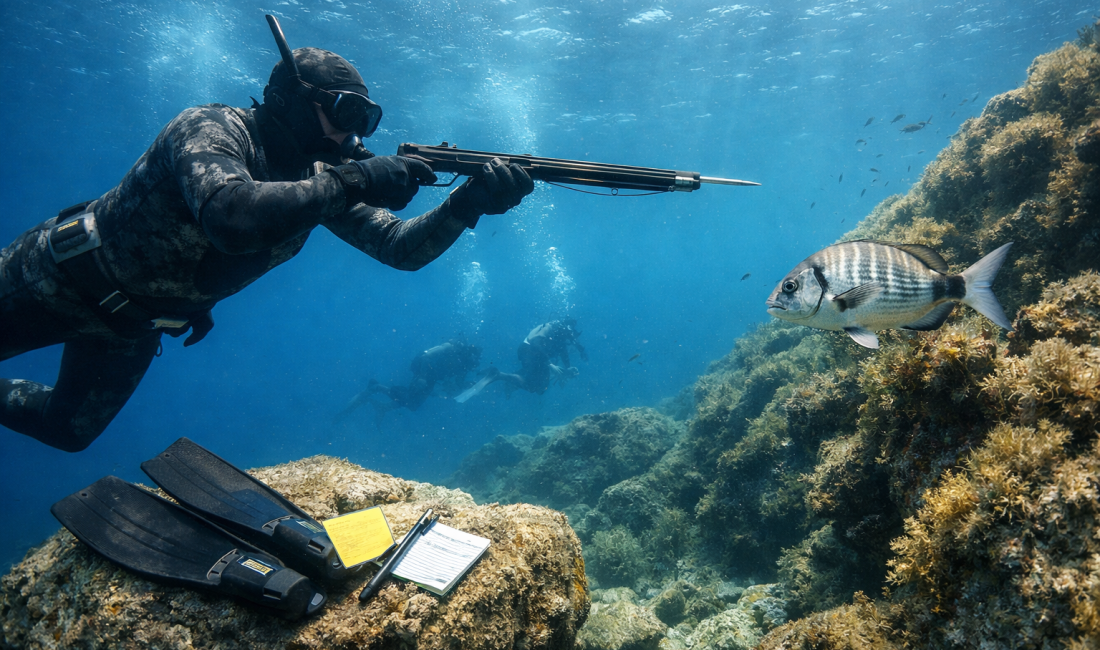 Su Altı Tüfeğiyle Avcılık Artık Belgeye Tabi Muğla’da dalma yöntemiyle amatör su ürünleri avcılığı yapan vatandaşlar için