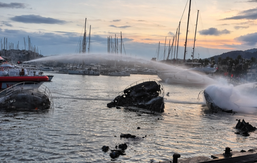 Muğla’nın Bodrum ilçesine bağlı Yalıkavak Marina’da gece saatlerinde çıkan yangın,