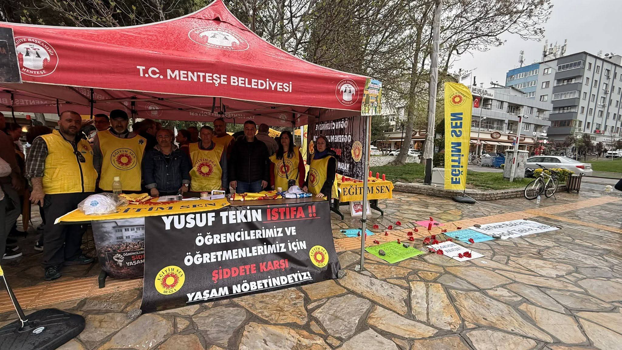 Muğla’da Eğitim Sen Muğla Şubesi tarafından, okullarda artan şiddet olaylarına
